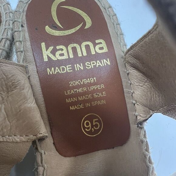 Kanna Tan Suede Espadrilles Wedge Sandals Size 9.5 41 Ankle Strap - Picture 9 of 11